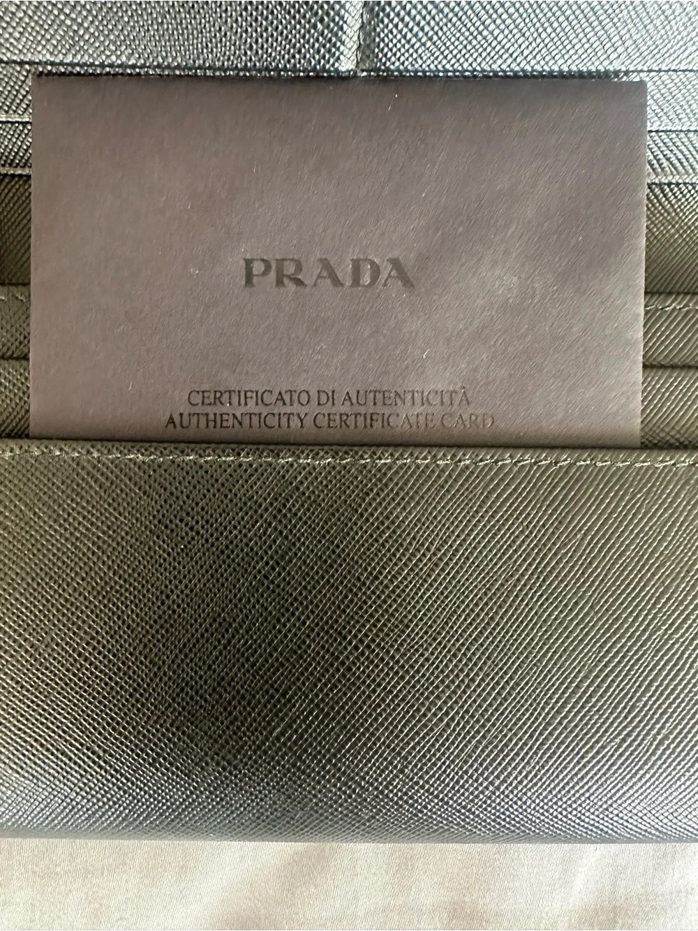 Prada Olive Green Saffiano Leather Wallet